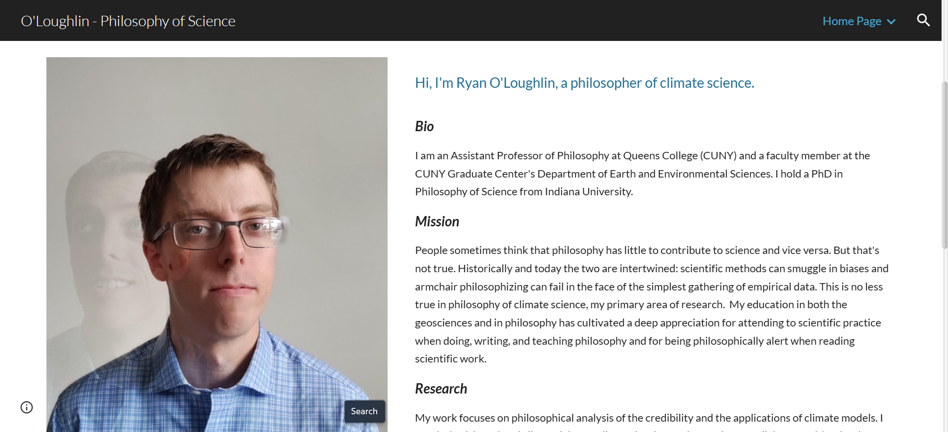 Original departmental profile for Ryan O’Loughlin